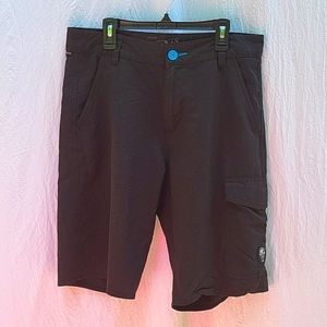 Vans, Vanphibian by Van's shorts, blk textured, aqua button & zipper, sz 30